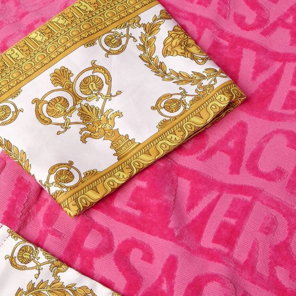 Authentic VERSACE I ♡ BAROQUE BATHROBE - Unisex Pink Size M - Picture 6 of 9